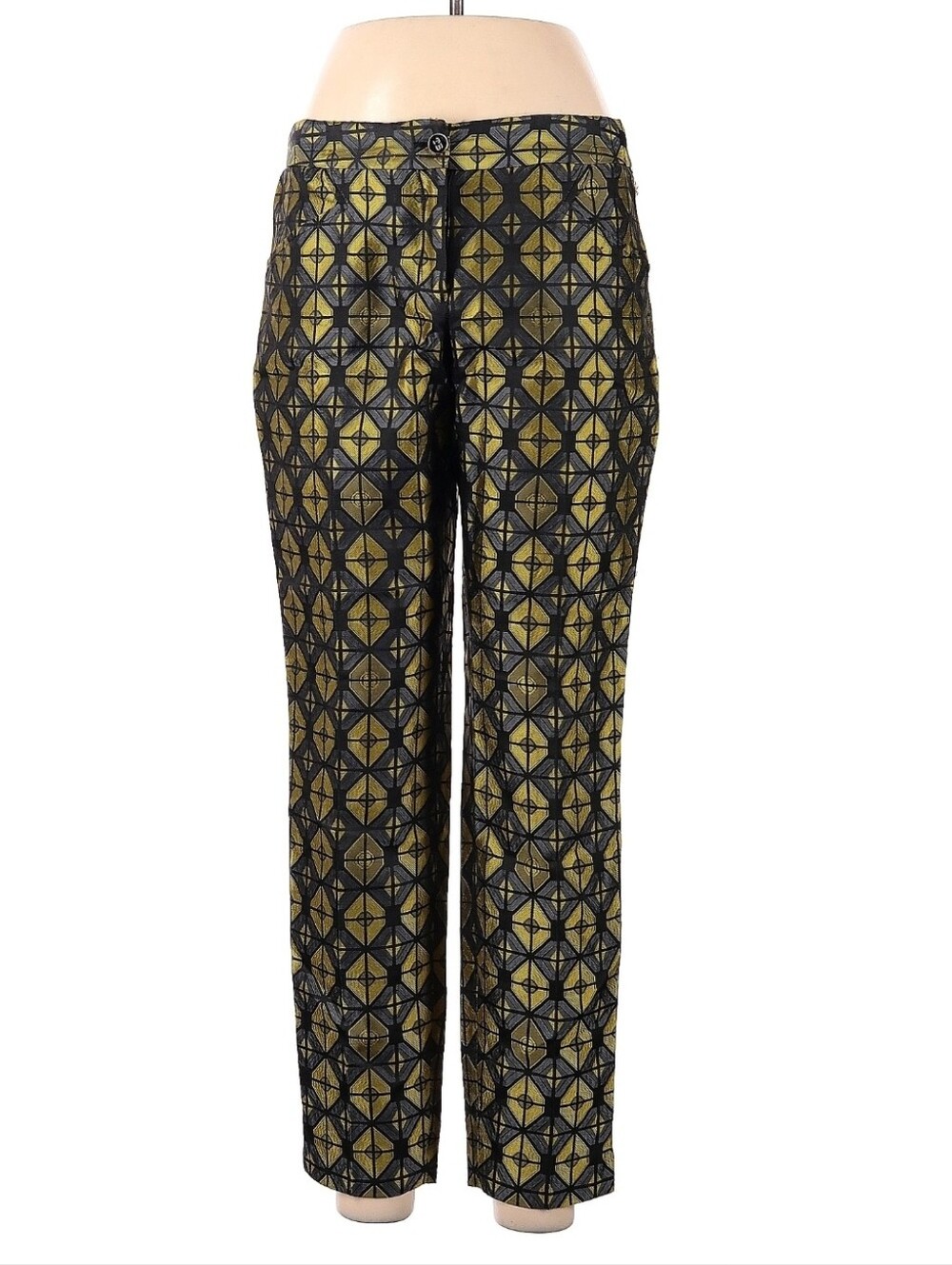 Ted Baker London Metallic Geometric Straight-Leg Pants in Gold and Black